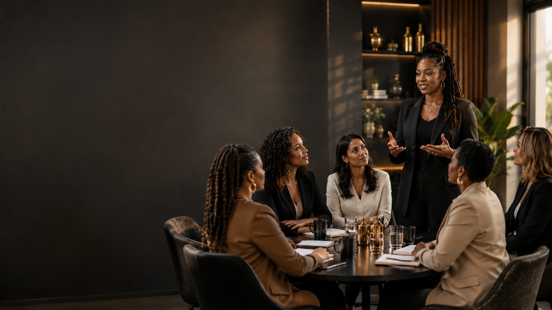 Leaders collaborating in a human-centred organisational development environment