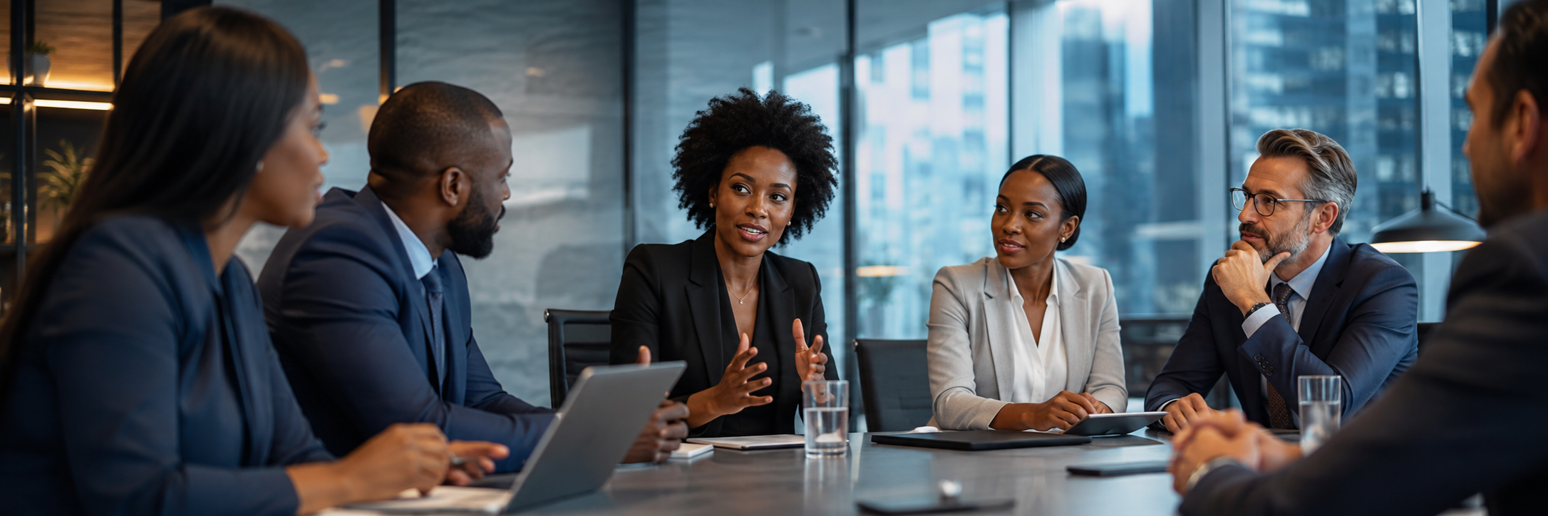 Professionals collaborating in a workplace